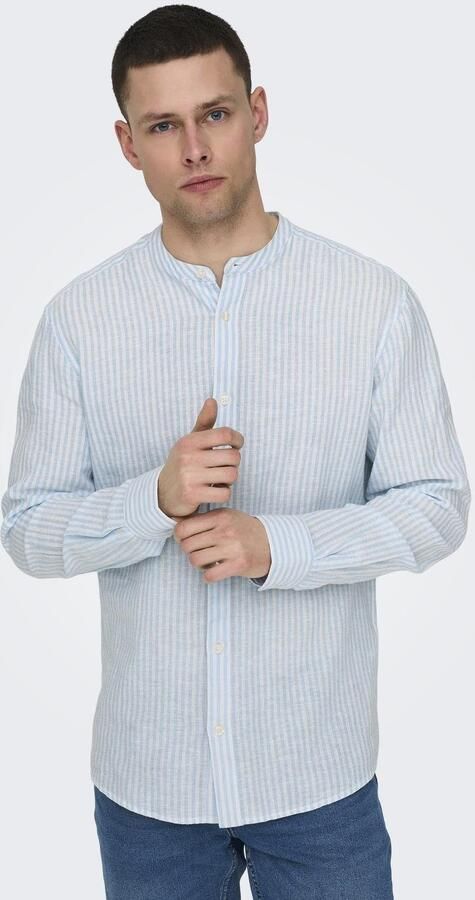 ONLY & SONS Overhemd met lange mouwen ONSCAIDEN LS MAO STRIPE LINEN SHIRT NOOS - Foto 6