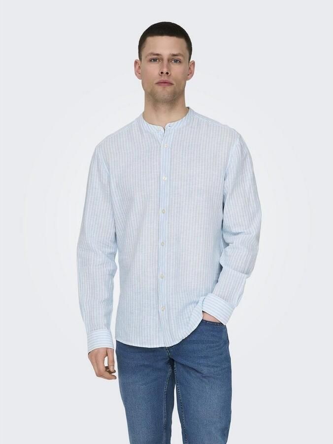 ONLY & SONS Overhemd met lange mouwen ONSCAIDEN LS MAO STRIPE LINEN SHIRT NOOS - Foto 3