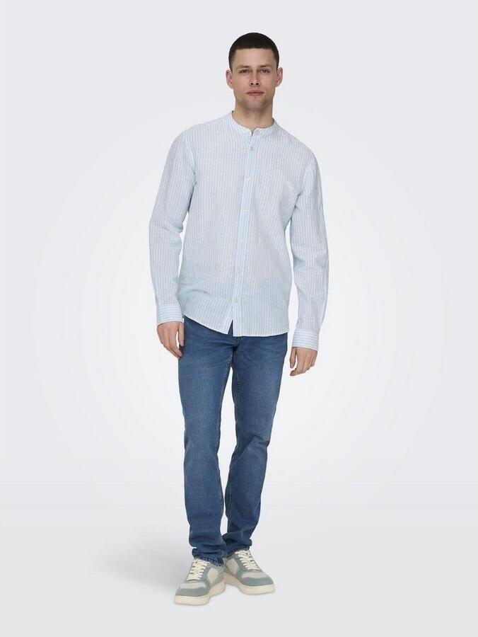 ONLY & SONS Overhemd met lange mouwen ONSCAIDEN LS MAO STRIPE LINEN SHIRT NOOS - Foto 4