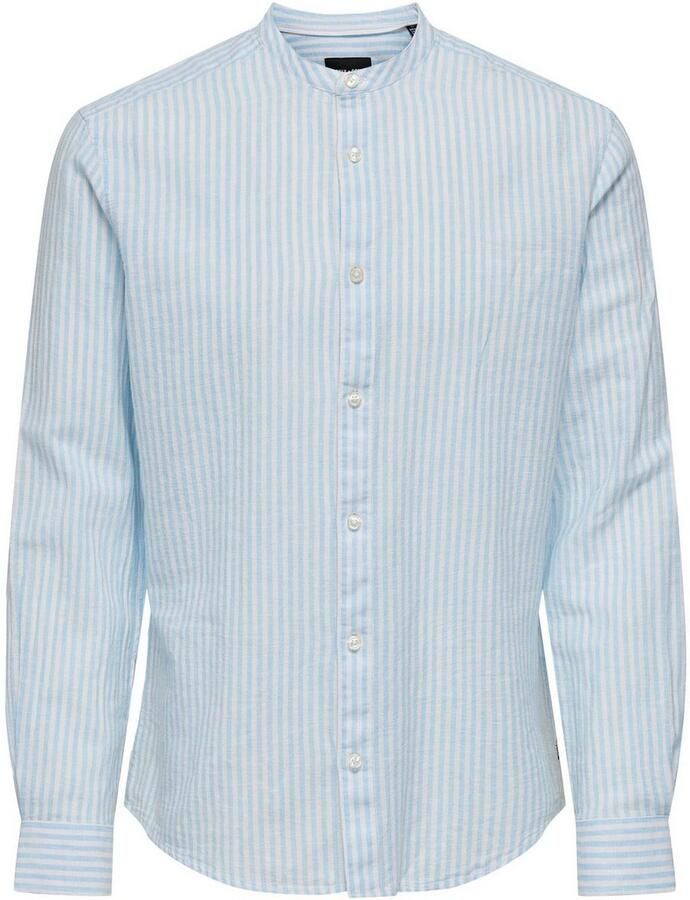 ONLY & SONS Overhemd met lange mouwen ONSCAIDEN LS MAO STRIPE LINEN SHIRT NOOS