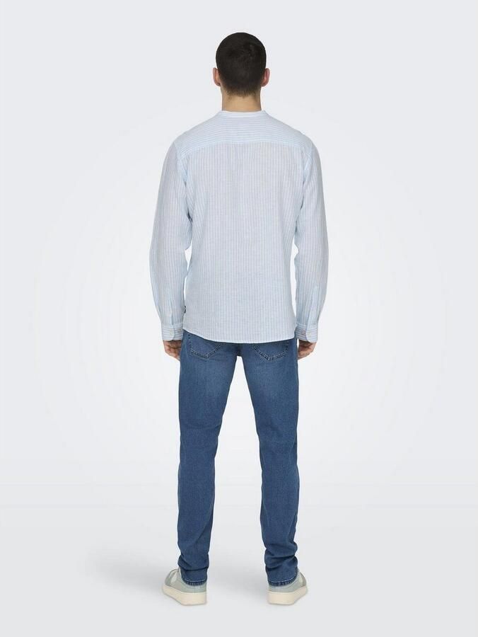 ONLY & SONS Overhemd met lange mouwen ONSCAIDEN LS MAO STRIPE LINEN SHIRT NOOS - Foto 5