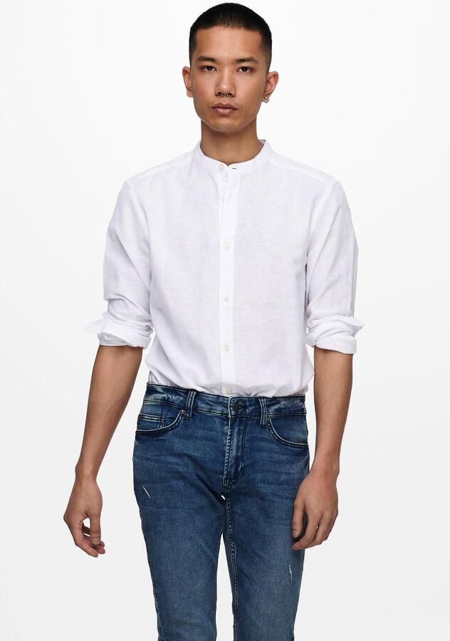 ONLY & SONS Overhemd met lange mouwen ONSCAIDEN LS SOLID LINEN MAO SHIRT NOOS - Foto 5