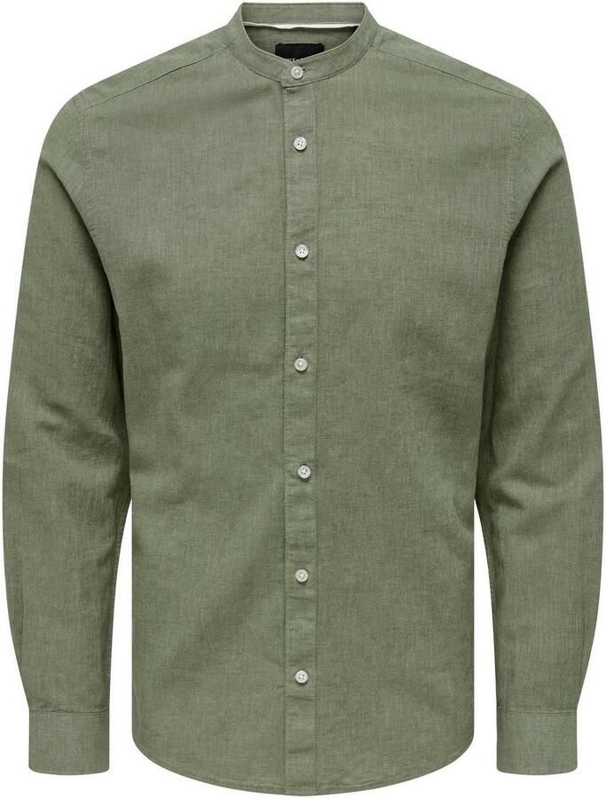 ONLY & SONS Overhemd met lange mouwen ONSCAIDEN LS SOLID LINEN MAO SHIRT NOOS