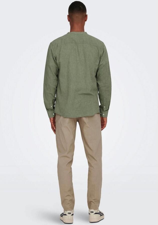 ONLY & SONS Overhemd met lange mouwen ONSCAIDEN LS SOLID LINEN MAO SHIRT NOOS - Foto 5