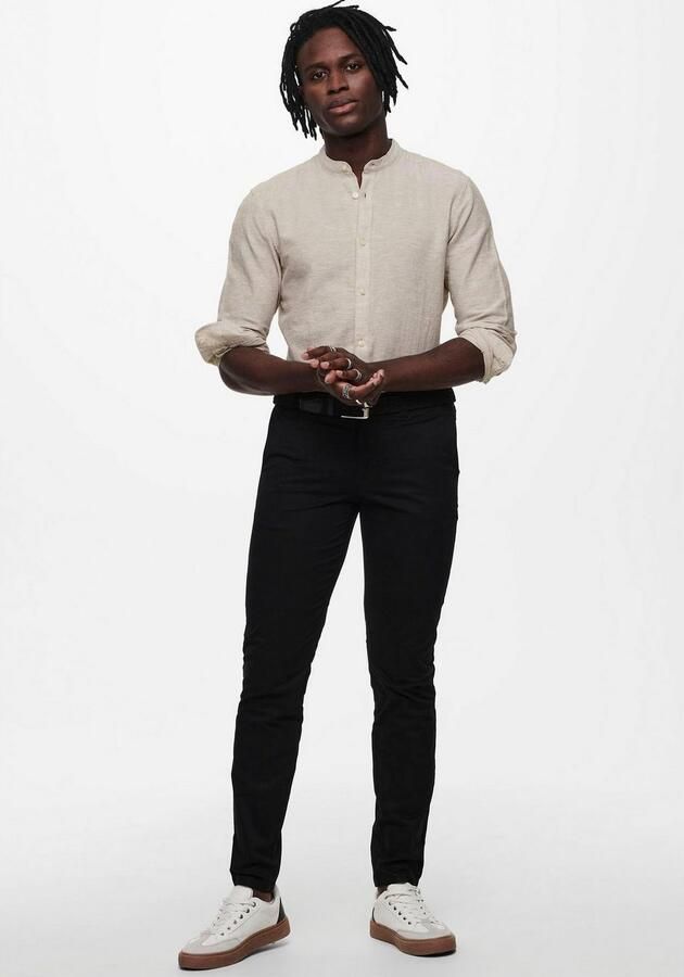 ONLY & SONS Overhemd met lange mouwen ONSCAIDEN LS SOLID LINEN MAO SHIRT NOOS - Foto 5