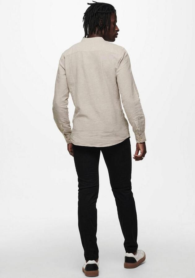 ONLY & SONS Overhemd met lange mouwen ONSCAIDEN LS SOLID LINEN MAO SHIRT NOOS - Foto 6