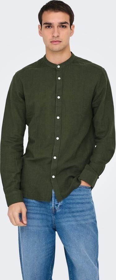 ONLY & SONS Overhemd met lange mouwen ONSCAIDEN LS SOLID LINEN MAO SHIRT NOOS - Foto 7