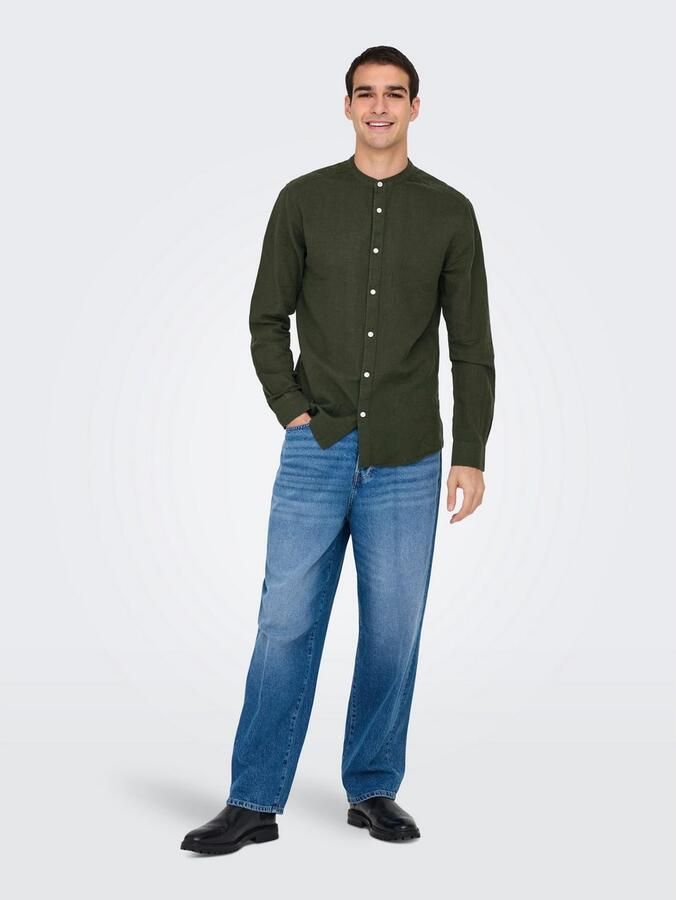ONLY & SONS Overhemd met lange mouwen ONSCAIDEN LS SOLID LINEN MAO SHIRT NOOS - Foto 5