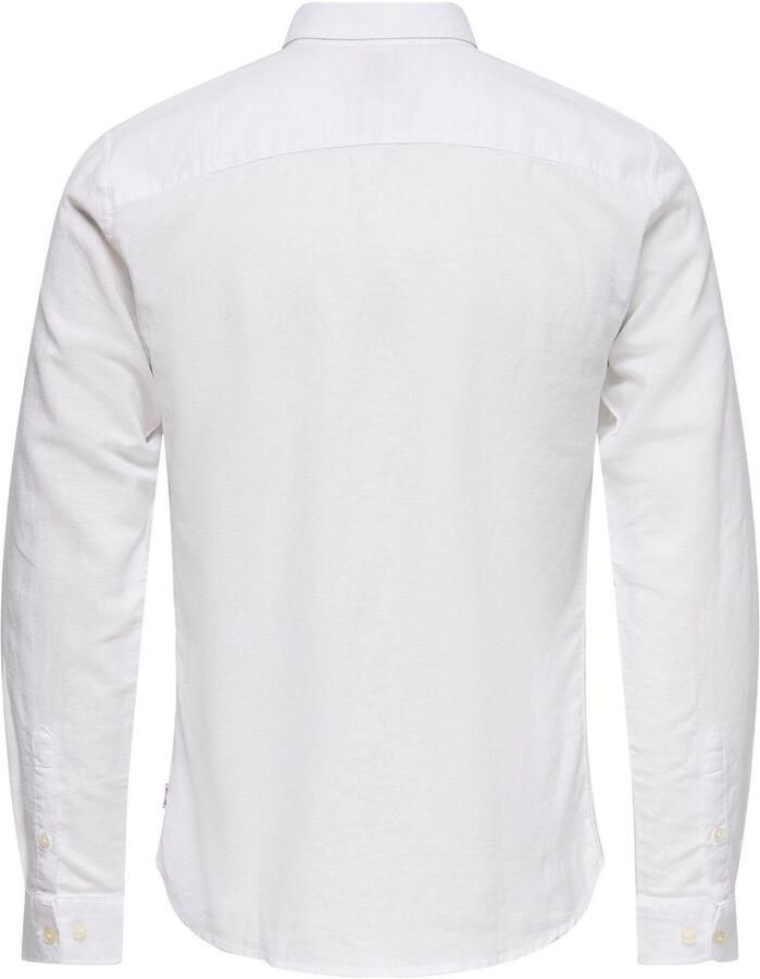 Only & Sons slim fit vrijetijdsoverhemd van mix van katoen en linnen model 'CAIDENLS SOLID' - Foto 5