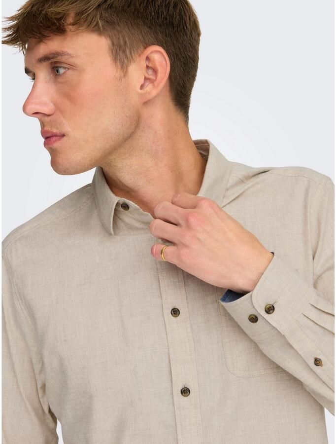 ONLY & SONS Overhemd met lange mouwen ONSROAD LIFE REG MELANGE LS SHIRT NOOS