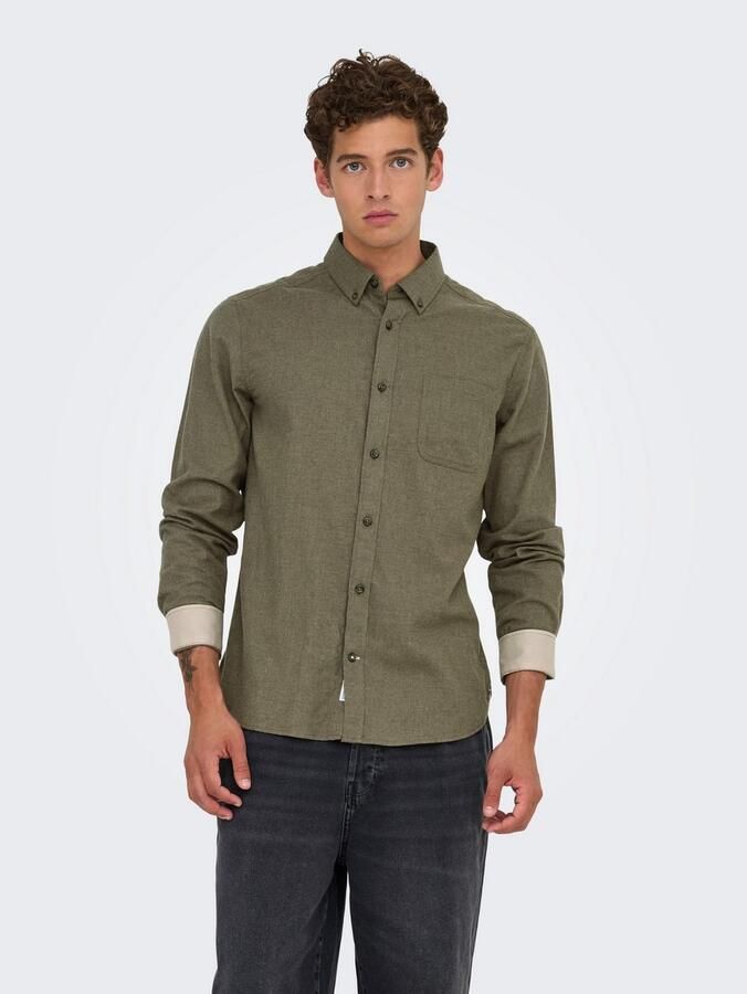 ONLY & SONS Overhemd met lange mouwen ONSROAD LIFE REG MELANGE LS SHIRT NOOS
