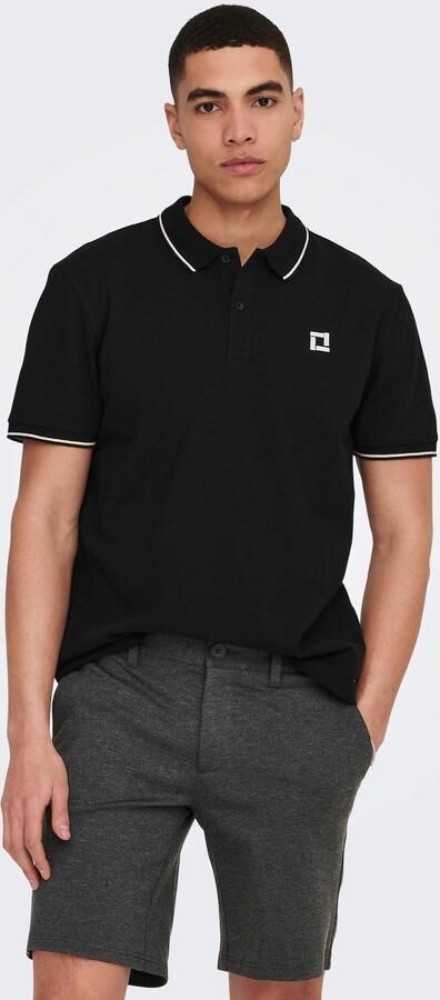 ONLY & SONS slim fit polo ONSFLETCHER met logo black - Foto 6
