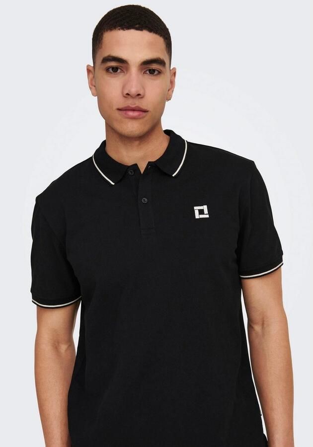 ONLY & SONS slim fit polo ONSFLETCHER met logo black - Foto 5