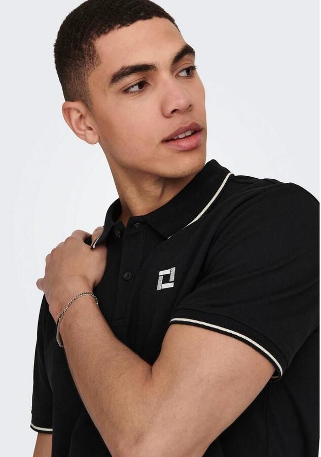 ONLY & SONS slim fit polo ONSFLETCHER met logo black - Foto 3