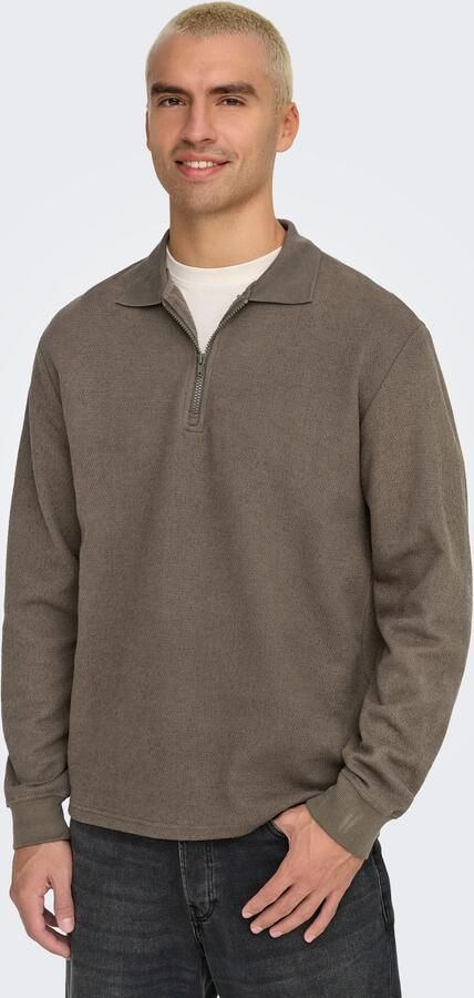 ONLY & SONS regular fit polo ONSTREVOR bruin - Foto 6