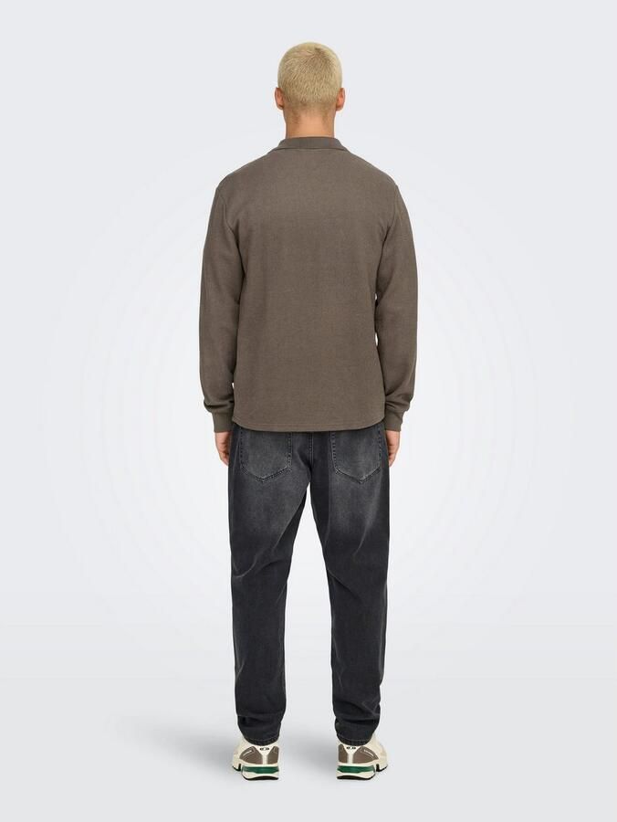 ONLY & SONS regular fit polo ONSTREVOR bruin - Foto 3