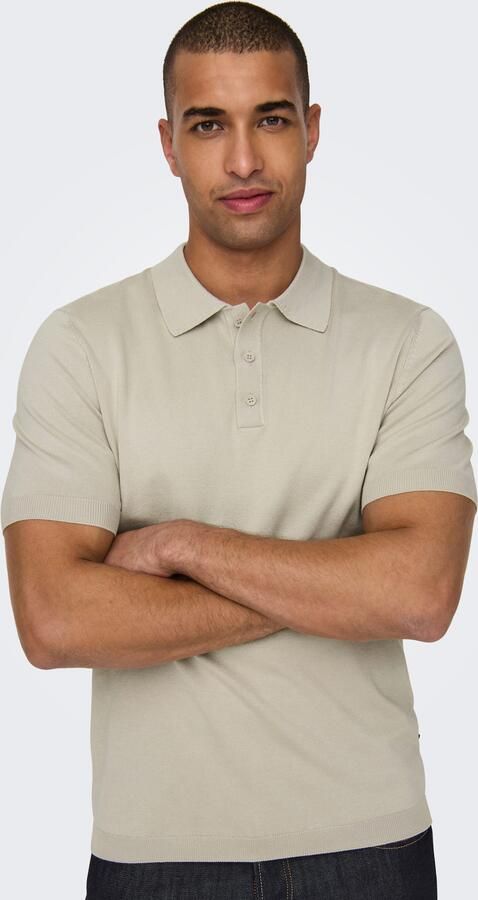 ONLY & SONS gebreide regular fit polo ONSWYLER LIFE lichtgrijs - Foto 8