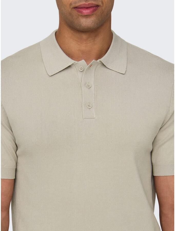 ONLY & SONS gebreide regular fit polo ONSWYLER LIFE lichtgrijs - Foto 4