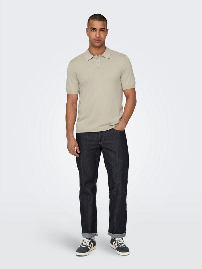 ONLY & SONS gebreide regular fit polo ONSWYLER LIFE lichtgrijs - Foto 6