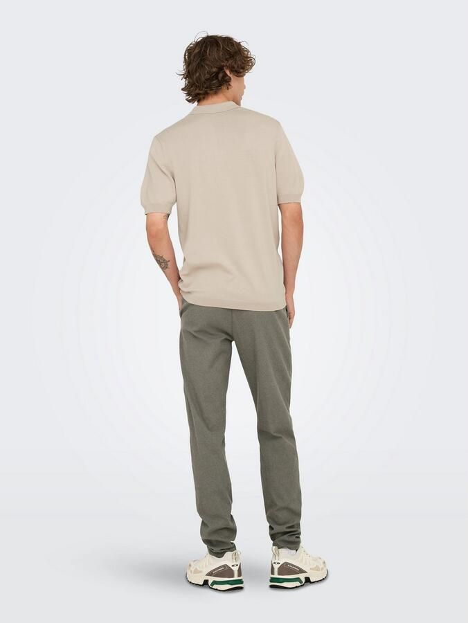 ONLY & SONS gebreide regular fit polo ONSWYLER LIFE lichtgrijs - Foto 6