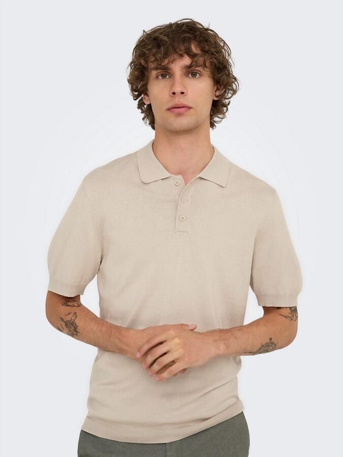 ONLY & SONS gebreide regular fit polo ONSWYLER LIFE lichtgrijs - Foto 10