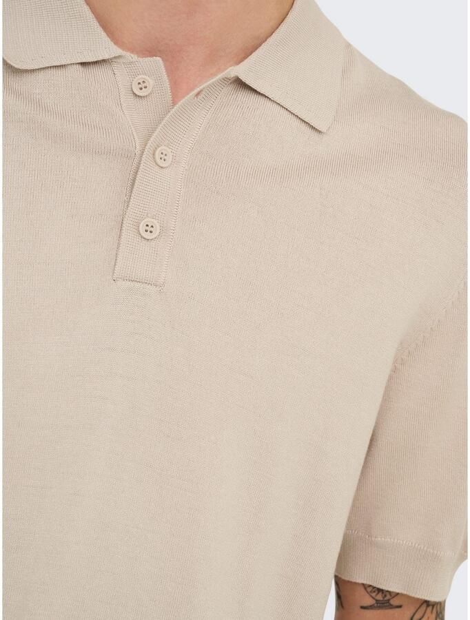 ONLY & SONS gebreide regular fit polo ONSWYLER LIFE lichtgrijs - Foto 3