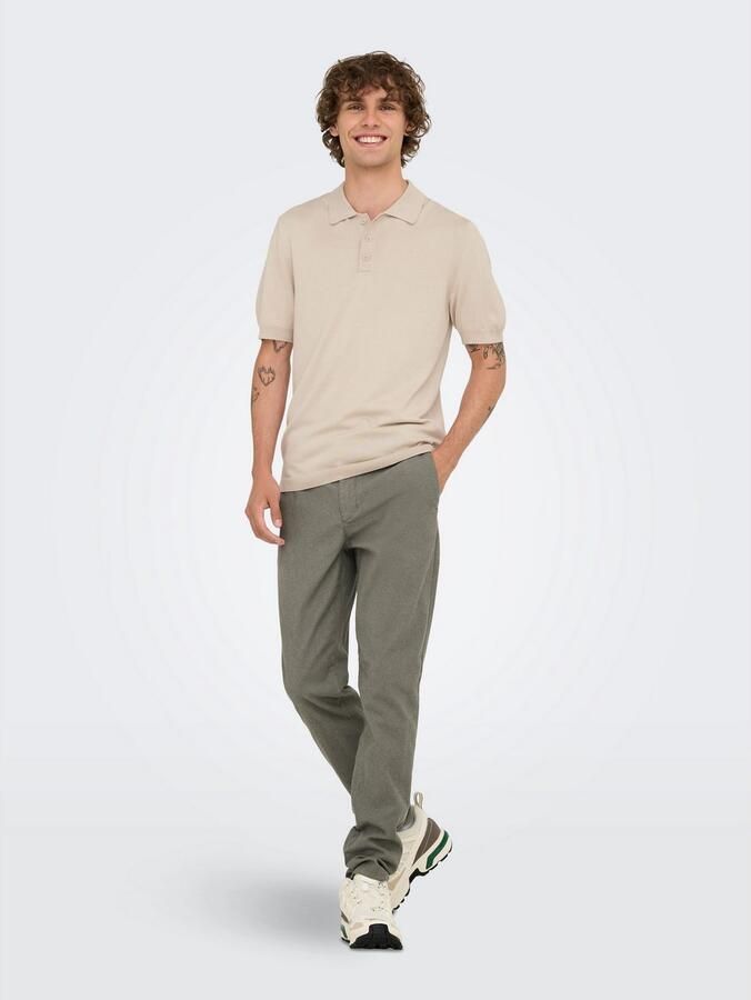 ONLY & SONS gebreide regular fit polo ONSWYLER LIFE lichtgrijs - Foto 8