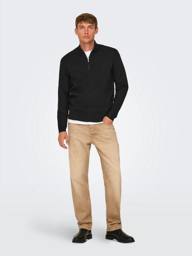 ONLY & SONS Schipperstrui ONSCOOPER REG 12 HALF ZIP HIGH NECK KNIT - Foto 3