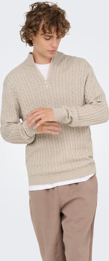 ONLY & SONS Schipperstrui ONSLOUI REG 12 CABEL HALF ZIP KNIT - Foto 7