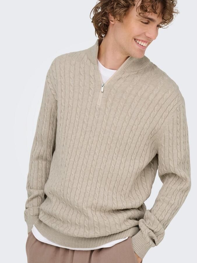 ONLY & SONS Schipperstrui ONSLOUI REG 12 CABEL HALF ZIP KNIT - Foto 3