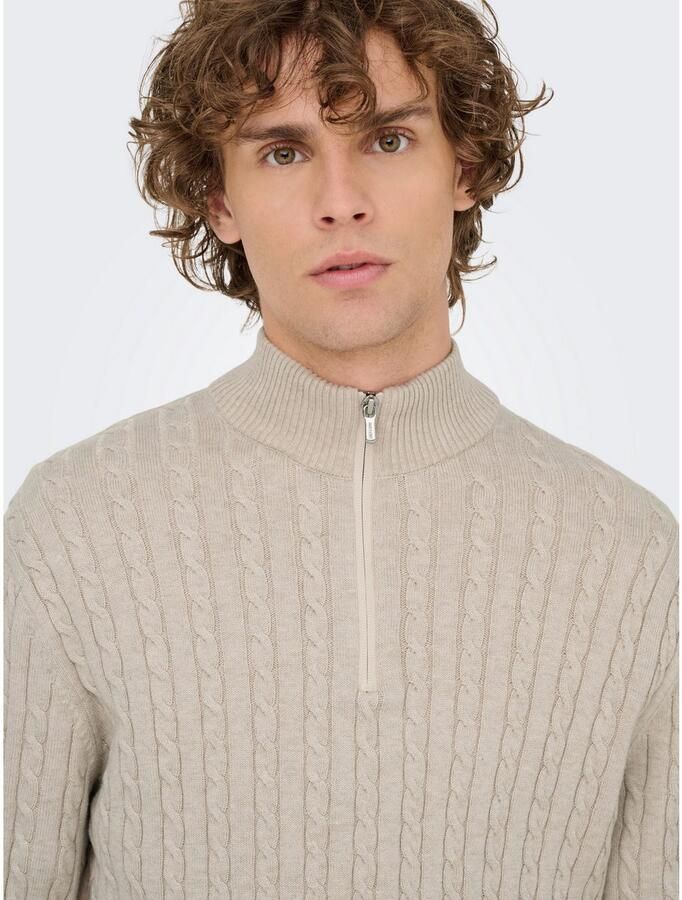 ONLY & SONS Schipperstrui ONSLOUI REG 12 CABEL HALF ZIP KNIT