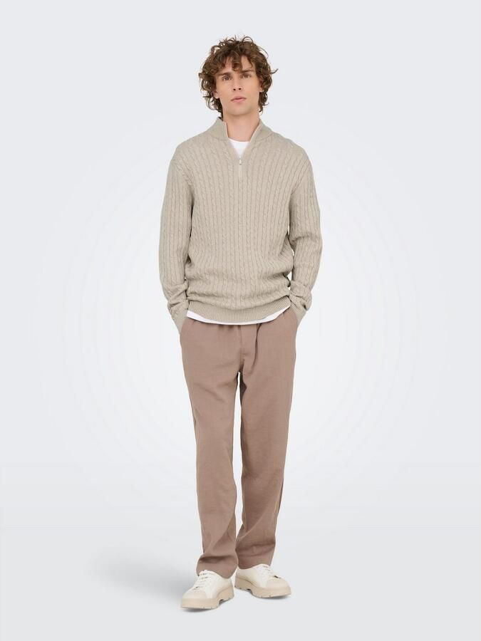 ONLY & SONS Schipperstrui ONSLOUI REG 12 CABEL HALF ZIP KNIT - Foto 4