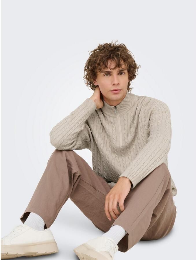 ONLY & SONS Schipperstrui ONSLOUI REG 12 CABEL HALF ZIP KNIT - Foto 2
