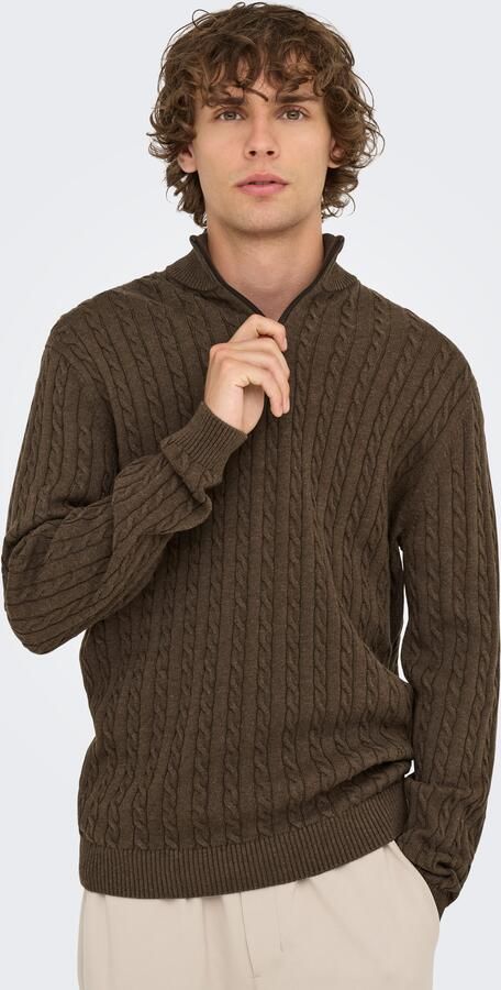 ONLY & SONS Schipperstrui ONSLOUI REG 12 CABEL HALF ZIP KNIT - Foto 7