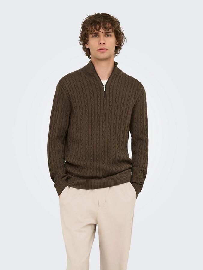 ONLY & SONS Schipperstrui ONSLOUI REG 12 CABEL HALF ZIP KNIT - Foto 2