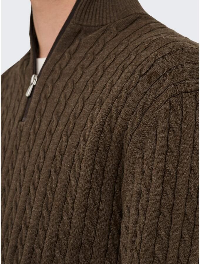 ONLY & SONS Schipperstrui ONSLOUI REG 12 CABEL HALF ZIP KNIT