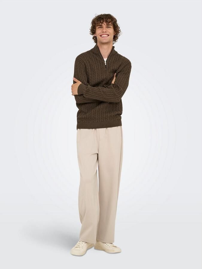 ONLY & SONS Schipperstrui ONSLOUI REG 12 CABEL HALF ZIP KNIT - Foto 4