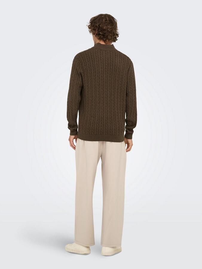 ONLY & SONS Schipperstrui ONSLOUI REG 12 CABEL HALF ZIP KNIT - Foto 3