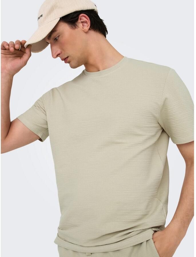 ONLY & SONS Shirt met ronde hals ONSKIAN LIFE REG SEERSUCKER SS TEE NOOS - Foto 2
