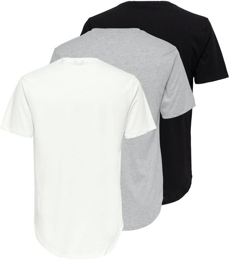 ONLY & SONS Shirt met ronde hals ONSMATT LONGY SS TEE 3-PACK (set 3-delig)