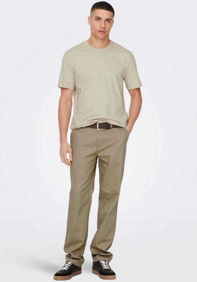 Only & Sons OYenSONS Onsmax Life REG SS Stitch TEE Noos Pelican | Freewear Bruin Beige Heren - Foto 2