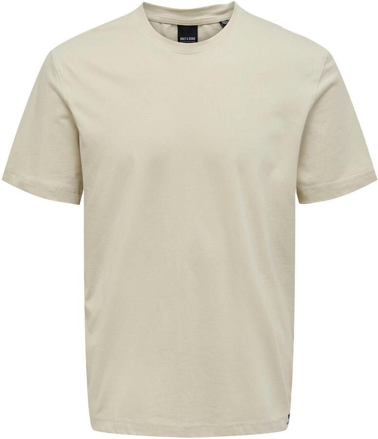 Only & Sons OYenSONS Onsmax Life REG SS Stitch TEE Noos Pelican | Freewear Bruin Beige Heren