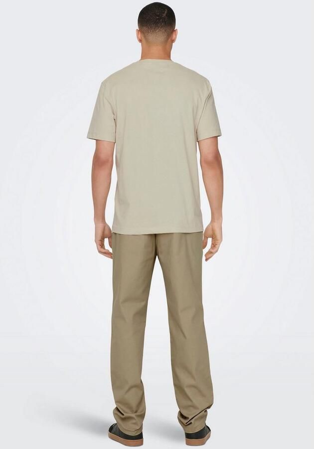 Only & Sons OYenSONS Onsmax Life REG SS Stitch TEE Noos Pelican | Freewear Bruin Beige Heren - Foto 4