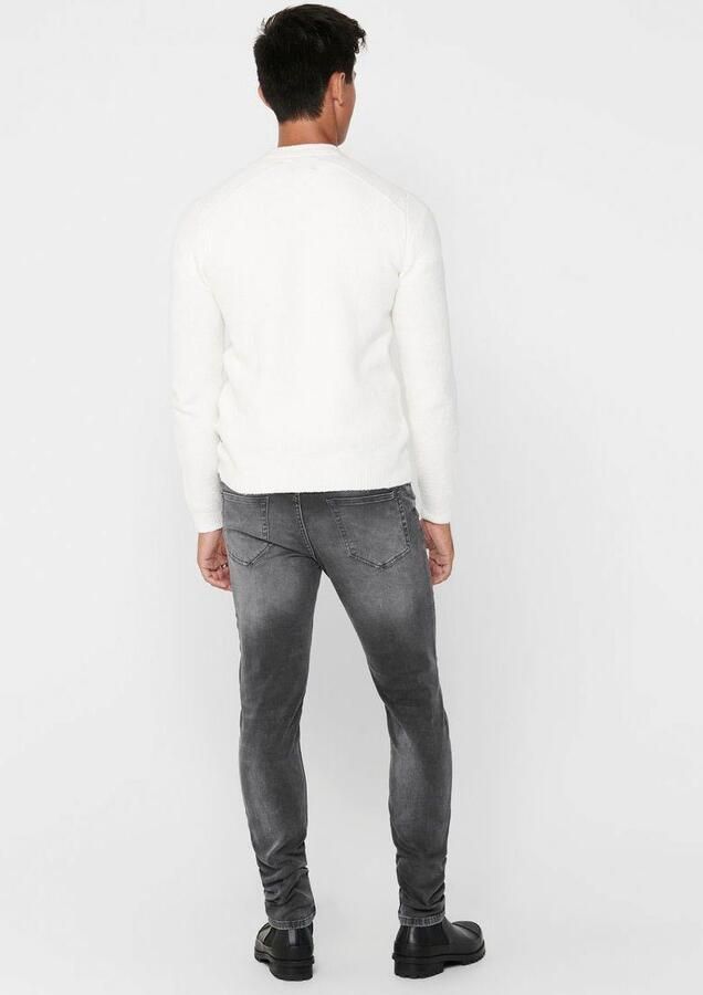 Only & Sons Slim fit jeans van sweatdenim model 'Loom' - Foto 4