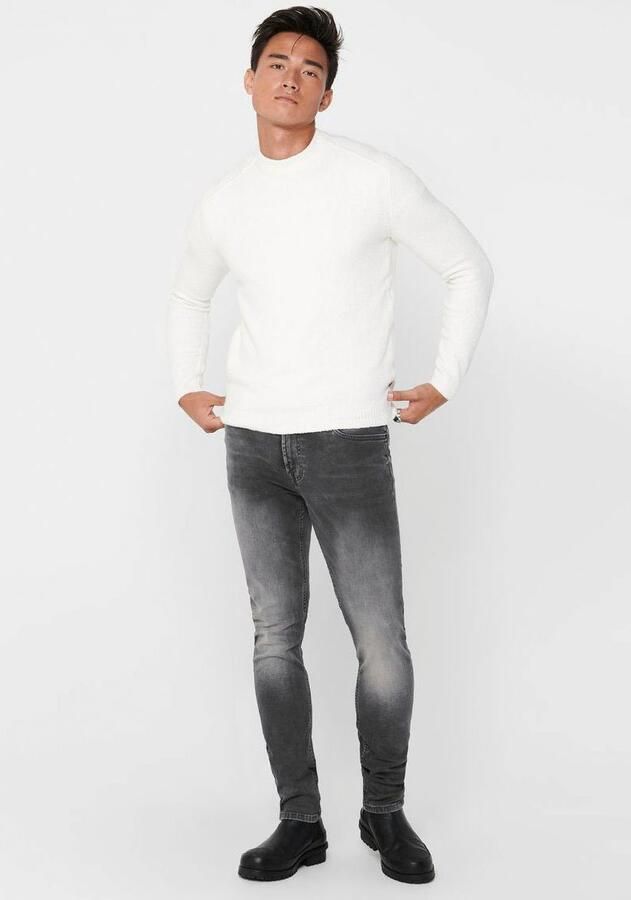 Only & Sons Slim fit jeans van sweatdenim model 'Loom' - Foto 5