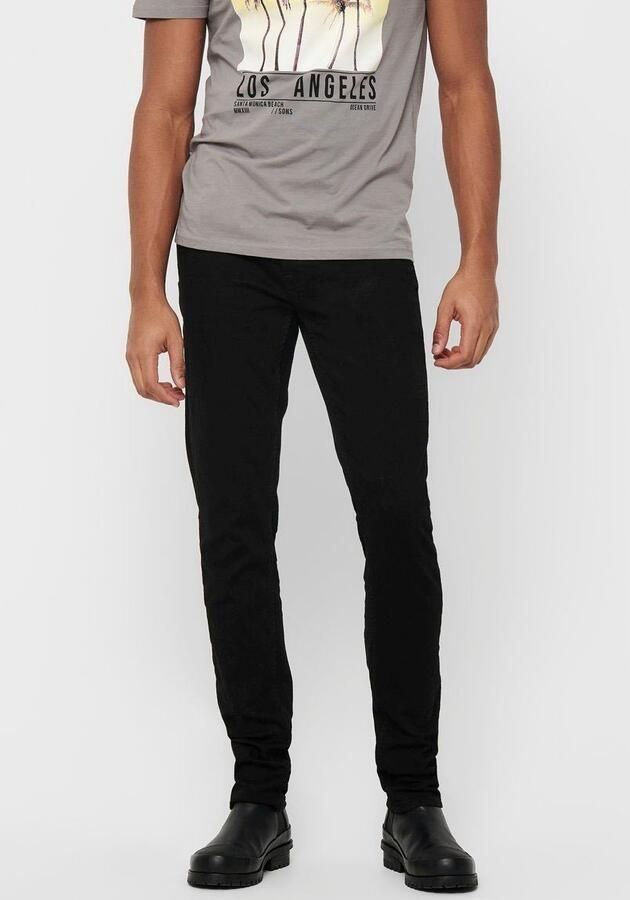 Only & Sons Heren Zwarte Jeans met Ritssluiting en Knoopsluiting Black Heren - Foto 12