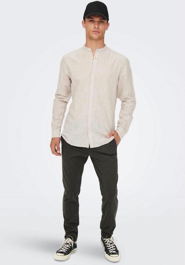 ONLY & SONS gemêleerde tapered fit broek ONSMARK slate black - Foto 3