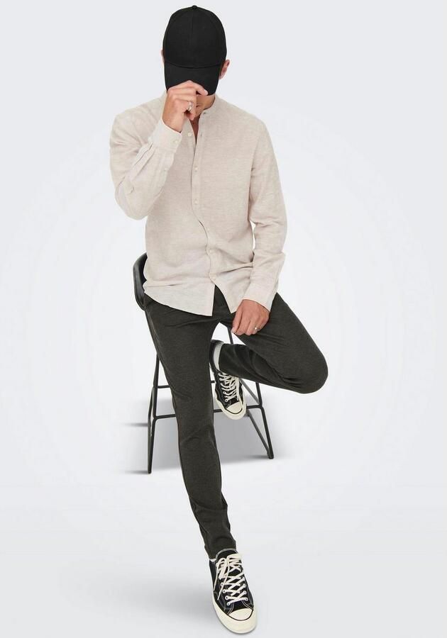 ONLY & SONS gemêleerde tapered fit broek ONSMARK slate black - Foto 5