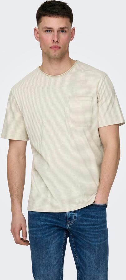 Only & Sons Regular Fit T-shirt Beige Heren - Foto 6