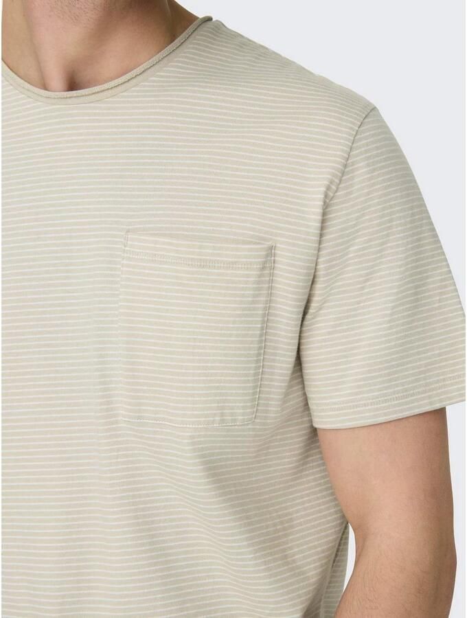 Only & Sons Regular Fit T-shirt Beige Heren - Foto 2
